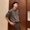 Camisa Suelta de Rayas Retro Estilo Coreano para Hombres Maduros cleanfit Atmósfera Fresca y Atractiva Conjunto Camisa de Manga Larga