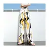 Calça Elegante Casual Estilosa com Estampa em Chiffon Fluido Wide-Leg Plus Size para Primavera e Verão para Exportação Dropshipping