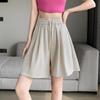[850] Pantalones de Seda Yamamoto Finos de Verano Sueltos Adelgazantes Casuales Shorts de Cintura Alta Pantalones de Pierna Ancha Falsos