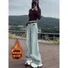 Jeans Vintage Estilo Americano Talla Plus para Mujer, Primavera 2026, Pantalones Rectos de Pierna Ancha Holgados de Cintura Alta Adelgazantes de Largo Hasta el Suelo