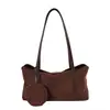 Bolsa tote de camurça fosca retrô para mulheres, novo estilo 2026, grande capacidade, bolsa de ombro, bolsa de braço, bolsa redonda, versátil para o dia a dia