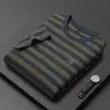 Camiseta de Manga Corta para Hombre Verano 2026 Seda de Morera Mediana Edad Seda de Hielo de Gama Alta Rayas Cuello Redondo Manga Media Camiseta para Hombre Ropa para Hombre