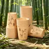 Copos de papel descartáveis de fibra de bambu, copos de água espessados de cor natural para uso doméstico e comercial, atacado por caixa, para café, bebidas quentes e chá