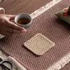 Posavasos de Tela Estilo Chino Retro Patrón de Cuadros de Algodón y Lino, Manteles para Tazas de Té, Manteles para Tetera, Manteles Aislantes de Calor para Mesa de Té del Hogar, Accesorios para Juego de Té