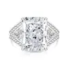 Anillo Reina con Flor de Hielo de Colorido Cristal de Gema, Corte Brillante con Diamantes de Alto Carbono Súper Brillantes, Anillo de Moda y Lujo, Disponible para Dropshipping