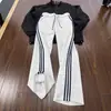 Calça de Moletom Esportiva Listrada Cleanfit de Primavera para Homens, Estilo Americano Tendência High Street Perna Reta Corrida Fitness Calça Longa
