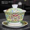 Dehua porcelana blanca diez mil flores tapa cuenco cerámica flor completa esmalte color tres Cai tapa cuenco estilo palacio jade cordero porcelana cuenco de té al por mayor