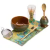 Juego de Matcha de Cuatro Piezas con Diseño de Cielo Estrellado Cocido en Horno, Incluye Tazón de Té, Soporte para Batidor, Herramientas de Matcha Estilo Japonés, Accesorios para Mezclar, Accesorios para Ceremonia del Té