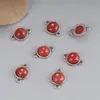Prata Esterlina S925 Borda Envolvida Ágata Vermelha do Sul Ponto Anel Duplo Acessórios Peças Pequenas Vintage Materiais para Miçangas DIY Feito à Mão Atacado