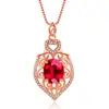 Colgante Acuario Amor Hueco Rubí Colgante Corindón Rojo Collar Colgante Patrón Diamante Completo Zircón Microincrustado