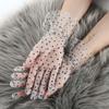 Guantes Cortos de Encaje Negro con Puntos Blancos Transpirables para Mujer Protección Solar para Montar Bodas Novia Guantes de Encaje con Puntos