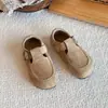 Zapatos Birkenstock para Niños 2026 Primavera/Otoño Estilo Nuevo Zapatos Pequeños de Cuero para Niñas Cuero Suave Suela Suave Estilo Coreano Retro Mocasines para Niños