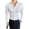 Camisa Masculina de Manga Longa 2022 Outono Nova Britânica Sombria Slim Leve Moda Business Cor Sólida Camisa de Manga Longa para Homens