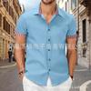 2023 Verano Transfronterizo Nuevo Estilo Europeo y Americano Ropa de Trabajo de Negocios para Hombre Cárdigan Delgado Combinación de Colores Casual Solapa Camisa de Manga Corta