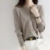 Suéter de Cachemira Auténtico Estilo Nuevo Familia Ge Primavera/Otoño 2026 Cárdigan de Lana Gris de Alto Grado Suéter de Punto Superior Cuello Redondo para Mujer