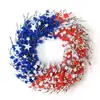 Guirnalda de Ratán para el Día de la Independencia Americana y el Día Nacional Transfronterizo Flores Artificiales Falsas Accesorios Festivos Rojos Blancos y Azules Decoración de Ratán