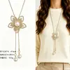 Cadena para Suéter de Collar Largo Geométrico, Accesorio de Lujo de Alta Gama, Versátil y de Moda, Colgante de Perla para Otoño e Invierno