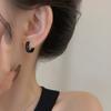 Pendientes de Plata de Ley 925 con Aguja de Plata Negra y Circonita Negra Pendientes de Aro Nuevos de Moda Clavos Redondos Joyería para Orejas