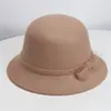 Chapéu Feminino Outono e Inverno Estilo Francês Hepburn Branco Mil Ouro Socialite Topper Lã Tweed Estilo Chapéu de Pescador Chapéu de Pescador