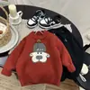 Ropa de punto para niños Todo en uno Terciopelo Ropa de invierno Niños Ropa de punto festiva roja Bebé Camiseta interior con forro polar Ropa para niños