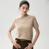 Suéter corto de punto de ochos de cachemira, sencillo y retro, para mujer, nueva colección otoño/invierno 2026, top ajustador de manga corta