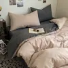 Conjunto de Quatro Peças para Cama de Dormitório Estudantil, Capa de Edredom Amiga da Pele, Lençol de Algodão Lavado, Conjunto Simples de Três Peças Duplo para Casa, Fibra Sintética