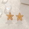 Pendientes Cdd Gold Lujo Ligero Moda Elemento de Trébol de Cinco Hojas Incrustado Circonita Diseño Simple Original Fábrica de Origen