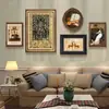 Sala de Estar Vintage Combinación Pintura Colgante Nicho Arte Mural Sofá Americano Pared Trasera Decorativa Pintura Lujo Ligero Pintura Francesa