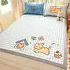 Conjunto de Três Peças de Tapete Refrescante de Seda Gelada Sabor Morango Milkshake Dobrável Desenho Animado Fofo para Cama de Dormitório de Verão