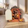 Estilo cuento de hadas de Halloween calabaza rosa agujero de ratón tablero de madera de doble capa 5 mm adorno colgante para decoración de pared del hogar