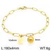 Pulsera Cuadrada de Moda con Letras Inglesas (26), Cadena Sencilla Tipo Clip Estilo Ins, Bola Redonda, Acero de Titanio Chapado en Oro de 18K