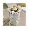 Buquê de Flores de Tricô de Lã Feito à Mão Presente de Aniversário para Meninas 520 Namorada Dia das Mães Colega de Classe Formatura Venda Direta da Fábrica