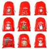 Bolsa de Veludo com Cordão para Doces de Natal Transfronteiriça Estampa de Desenho Animado Bolsa de Presente de Natal para Idosos Venda por Atacado