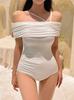 2025 Nuevo Traje de Baño de Una Sola Pieza Pure Desire para Mujer, Color Puro, Delgado, Estilo Resort Costero, Traje de Baño de Alta Gama