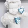 Pendientes Tesoro de Plata de Ley S925 de Alto Sentido de Nicho Color de Piedra Natural Europa, América, Japón y Corea Ins Joyería que No se Desvanece con Separación de Color