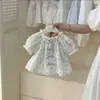 Novo Conjunto de Verão 2026 para Meninas e Bebês: Conjunto Estiloso de Duas Peças: Blusa Floral de Manga Curta e Shorts de Algodão Puro