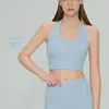 Top de tirantes halter sin espalda para yoga con almohadillas en el pecho incorporadas, top deportivo para usar como prenda exterior, sujetador deportivo para fitness con copas fijas