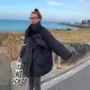 Chaqueta de plumas Mujer Longitud media engrosada Estilo coreano casual holgada adelgazante plumón de pato blanco sin cuello color liso abrigo bufanda moda