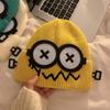 Bonito y Divertido Gorro de Lana Tejido para Mujer en Otoño e Invierno Nuevo Estilo Cálido Estudiante Pareja Gorro Baotou Gorro con Protección para las Orejas para Cabeza Grande
