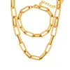 Collar de cadena torcida estilo hip hop, elegante y moderno collar chapado en oro para clavícula, regalo de vacaciones para niñas.