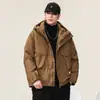 Nueva Chaqueta de Plumas de Pato Blanca de Invierno para Hombre de Longitud Media Marca de Moda Americana Holgada Casual Chaqueta de Trabajo con Capucha