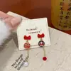 Pendientes Colgantes Estilo Chino Carácter Rojo de la Fortuna Año del Caballo para Mujer con Gancho de Plata, Simbolizando Riqueza Instantánea, Ambiente Festivo, Pendientes de Año Nuevo