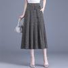 Falda Estampada de Gasa Línea A para Mujer Verano 2026 Nuevo Estilo Elegante Falda Plisada de Cintura Alta Dobladillo Amplio Falda de Largo Medio Adelgazante