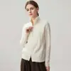 Cardigã de cashmere 2026 outono/inverno novo feminino gola semi-alta base de tricô trançado por toda parte jaqueta elegante com zíper