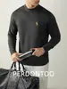 Camiseta de Manga Larga para Hombre Lujo Urbano 260g Modal Sensación de Nube Algodón Bordado Avanzado Otoño e Invierno Cuello Medio de Tortuga Camiseta Base