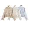 Ropa de mujer transfronteriza al por mayor 2026 nueva chaqueta bomber de tres colores estilo europeo y americano con cuello alto y dobladillo elástico