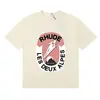 Camiseta de Manga Corta de Alta Calidad Rhude Diamante Color Sólido Estampado de Letras para Hombre y Mujer, Nueva de Verano 2024