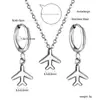 Estilo Fresco Mismo Estilo Transfronterizo Diseño de Avión Pendientes Versátiles Collar para Clavícula Conjunto de Joyería Metálica de Nicho para Mujeres