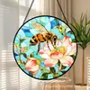 Miel de Flores Abeja Colmena Colgante de Vidrio de Colores Adorno Colgante de Vidrio para el Hogar Decoración de Ventana Atrapasol de Jardín