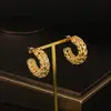 Novos Brincos Grandes em Forma de C com Padrão Trançado, Design Oco Integrado e Cristal de Pelo de Coelho Único da Moda 2016